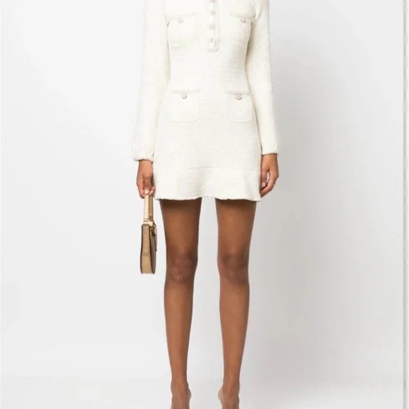 self-portrait
Cream Sequin Knit Pearl Mini Dress 2 - Picture 1 of 7